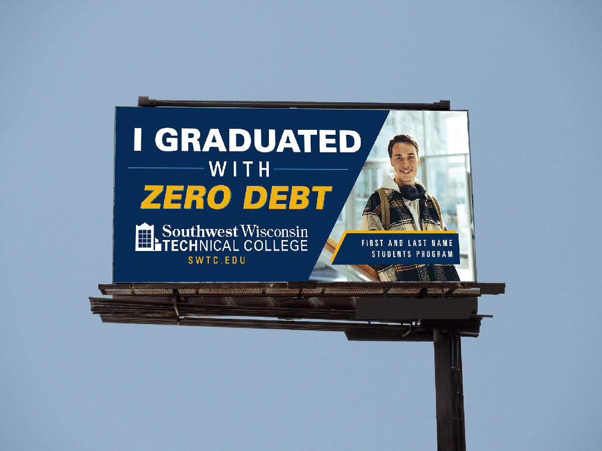 graduated with zero debt billboard mockup