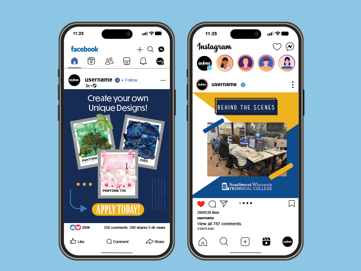 2 social media posts one for Instagram and one for Facebook